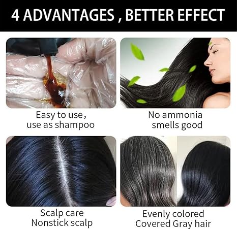 Unisex Instant Black Herbal Hair Dye Shampoo for Grey Hair Coverage Shampoo 3 in 1(100ml) Pack Of 2