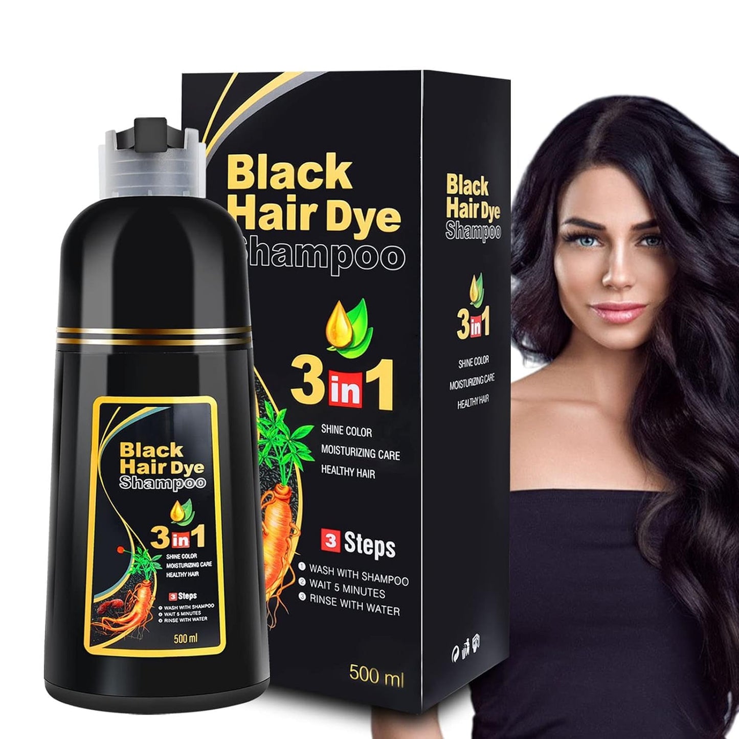 Unisex Instant Black Herbal Hair Dye Shampoo for Grey Hair Coverage Shampoo 3 in 1(100ml) Pack Of 2