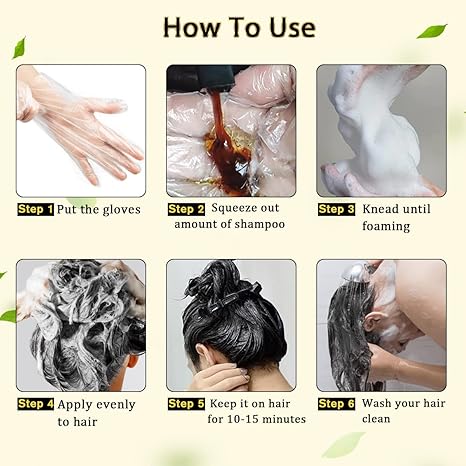 Unisex Instant Black Herbal Hair Dye Shampoo for Grey Hair Coverage Shampoo 3 in 1(100ml) Pack Of 2